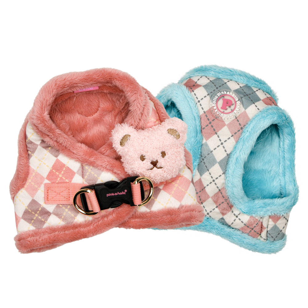 Arnés de invierno para mascotas con decoración de osito de peluche y cierre ajustable