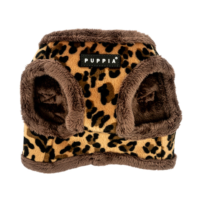 Arnés chaleco Wild Puppia con estampado animal print, forro polar interior y doble cierre, para perros con estilo.