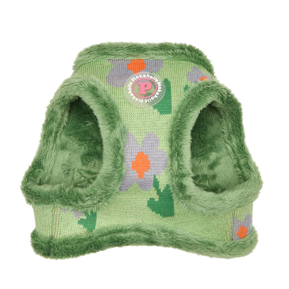 Arnés chaleco Puppia con forro polar y un adorable conejito de peluche, ideal para mantener a las mascotas abrigadas y con estilo en otoño e invierno.