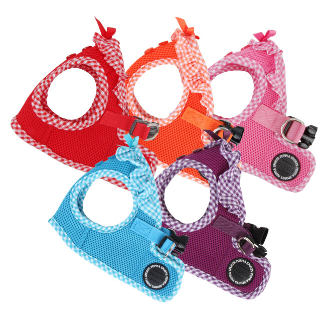 Arnés Chaleco Vivien Puppia con diseño ligero y transpirable, ideal para mantener a tu perro fresco y cómodo durante los paseos en climas cálidos.