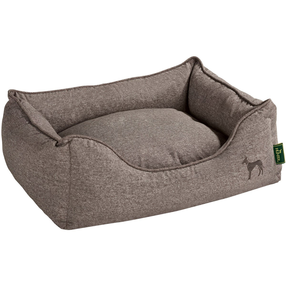 Cojín reversible de la Cama Boston Marron, con un lado de felpa suave y otro de tejido resistente para mayor comodidad y versatilidad.