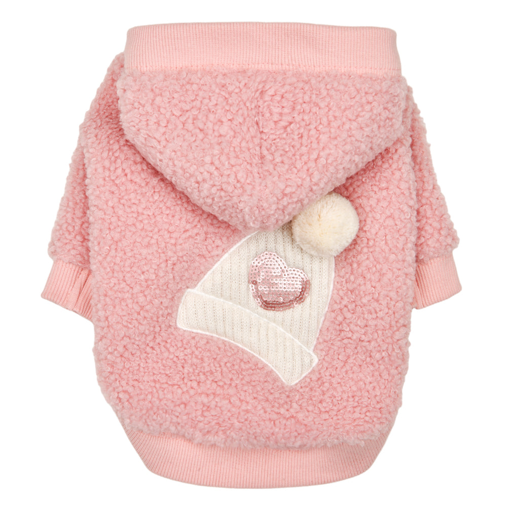 Jersey Ginevra Pinkaholic con capucha para perros, proporcionando protección adicional contra el frío y la lluvia mientras mantiene su libertad de movimiento.