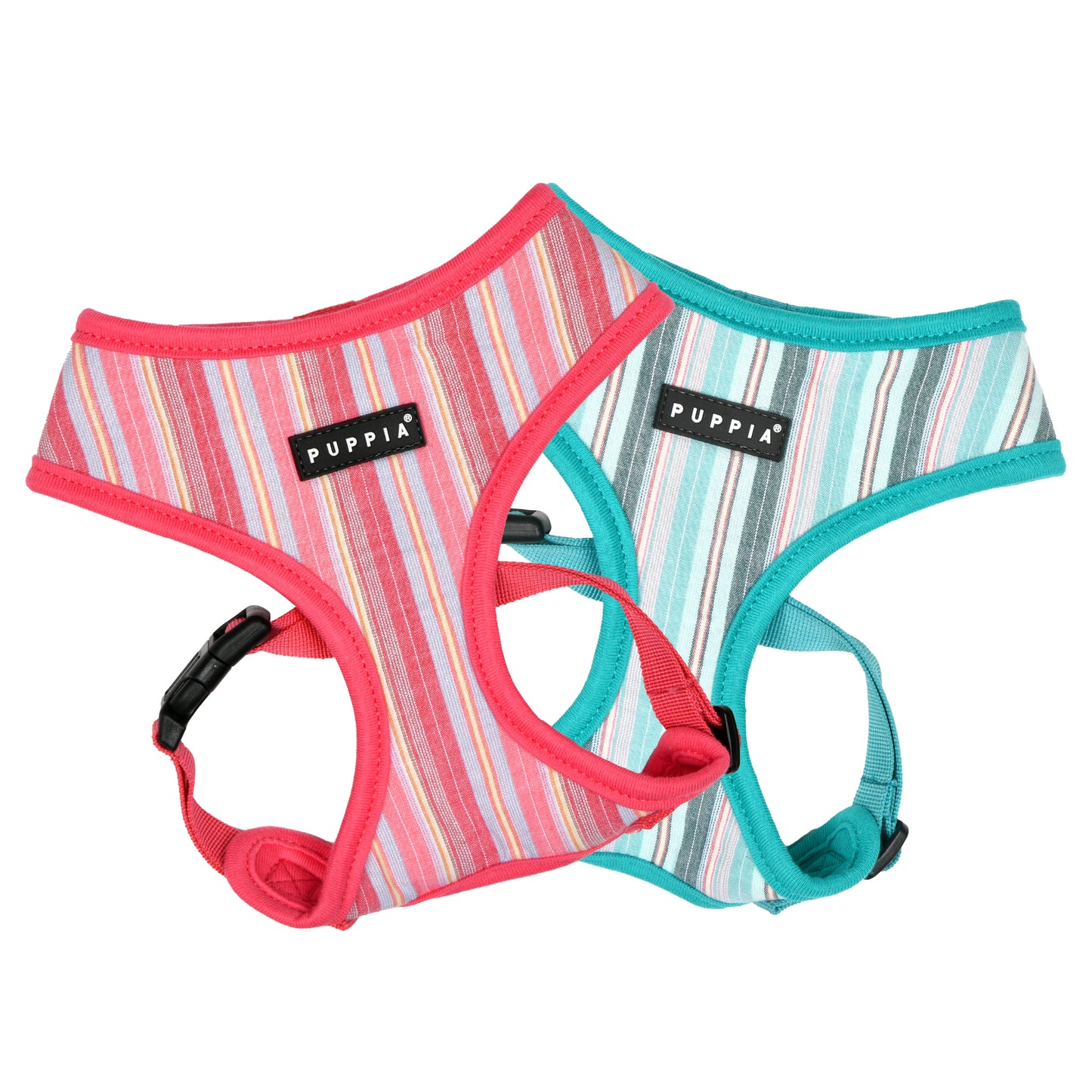 Arnés Theros de Puppia con estampado a rayas, diseño moderno y ajuste ergonómico para perros pequeños y medianos