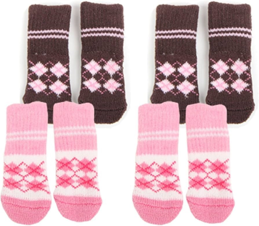 Pack de 4 calcetines para perros, diseñados para proteger las patas de tu mascota con estilo y comodidad.