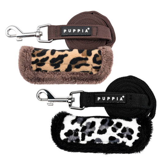 Correa Wild Puppia disponible en dos diseños de animal print diferentes que combinan con el arnés Wild.