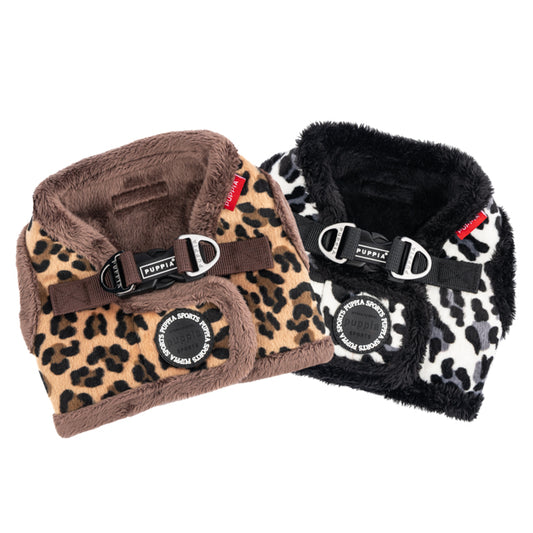 Arnés chaleco Wild Puppia disponible en dos diseños de animal print diferentes para perros.