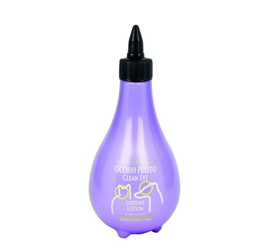 Envase de 250ml de la loción para limpiar los ojos de Iv San Bernard, diseñada con camomila y hamamelis para la higiene ocular de perros.