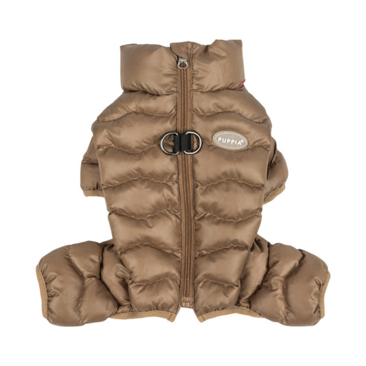 Vista trasera de la Chaqueta Mono Puppia, donde se aprecia el arnés integrado y el ajuste perfecto.